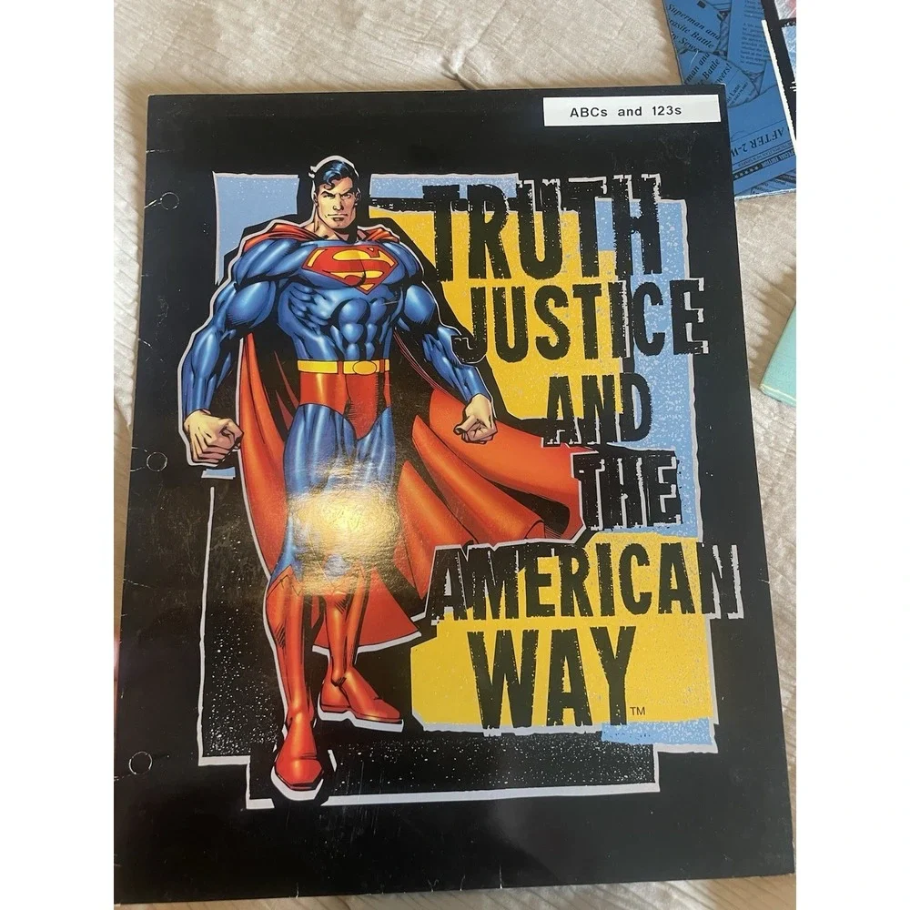 Vintage Y2K Marvel DC Superman Spiderman School Binder Folders Comics